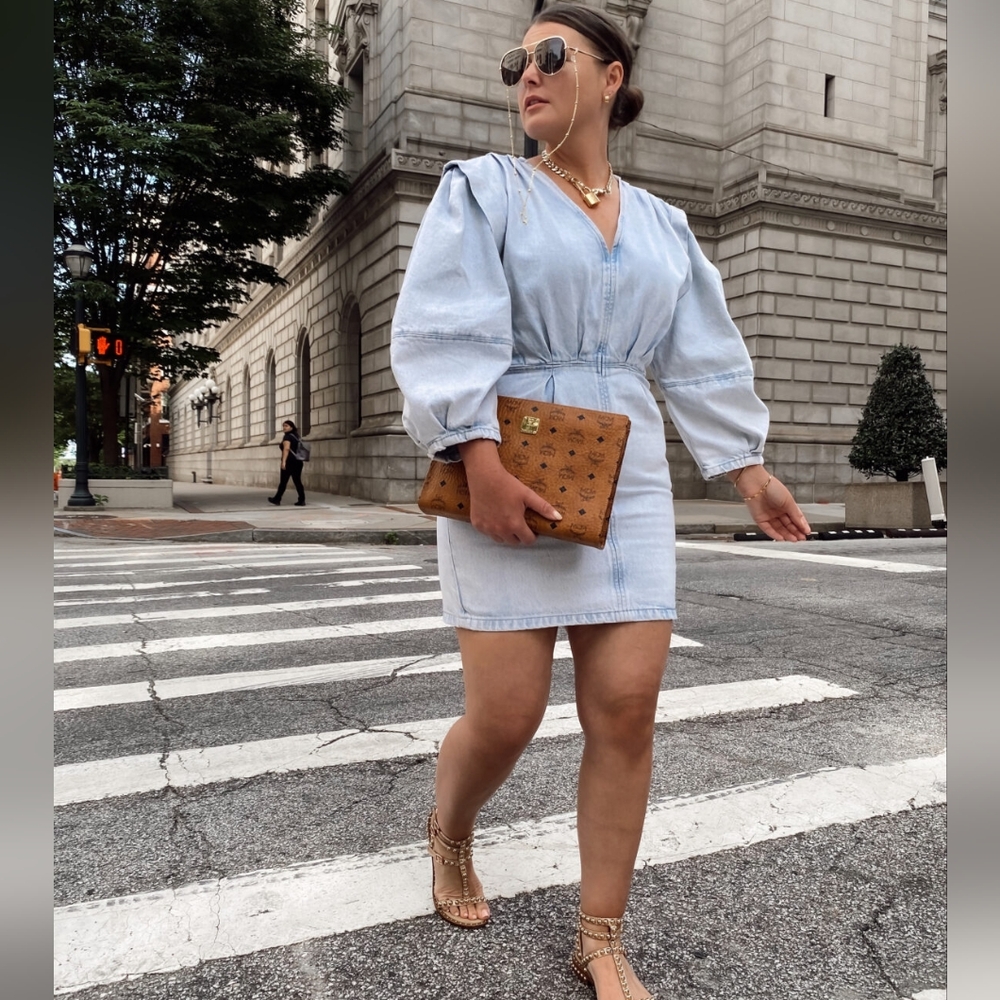 Zara Vintage-inspired Faded Denim Mini Dress Bloggers Favorite!